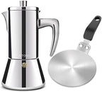 12 Cup Thickened 304 Stainless Steel Moka Pot & 20cm/7.9in Induction Cooker Adapter Plate Stainless Steel Heat Sink by Theperfectcombinationofcoffeehomeandhealthylivingmakingeverydayadayofrituals