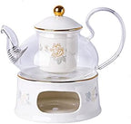 Glass Tea Pot Warmer Set 22oz Glass Teapot with Removable Loose Tea Infuser and Candle Holder Warmer Heating Base Elegant Teapot Gift Set Stovetop Safe Kettle,Style 4-7.,Style 2-7.67 x 8.68 inch by Unknown
