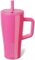 BrüMate Era 20 oz Tumbler with Handle and Straw | 100% Leakproof Insulated Tumbler with Lid and Straw | Made of Stainless Steel | Cup Holder Friendly Base | 20oz (Neon Pink) by Br%C3%BCMate