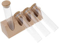 VICASKY Glass Coffee Bean Storage Canisters with Wood Stand, Airtight Sealed Glass Tubes for Coffee Beans, Tea, and Grain Organization, 4pcs Small Flat-bottom Food Storage Jars for Home by VICASKY