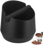 Coffee Knock Box with Detachable Rubber Bar, 6.7 x 5.9 x 4.3 in Large Capacity Grounds Container, Black Round Mini Espresso Waste Bin for Semi-Automatic Machines, Home Cafe and Office Use by Unknown