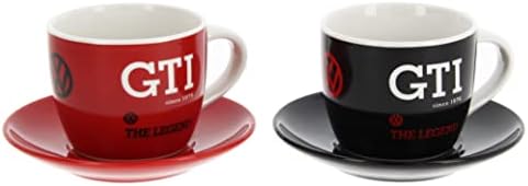 BRISA VW Collection - Volkswagen Espresso Cups Coffee-Tea-Cappuccino Set in GTI Design (The Legend/Red & Black/2-Piece Set/100ml/3.4 fl oz) by BRISA