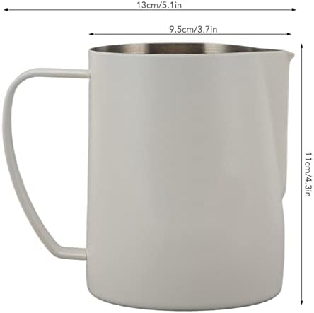 Coffee Milk Frothing Pitcher, 600ml Espresso Steaming Jug with Falcon Beak Tip, 304 Stainless Steel Milk Frother Cup for Coffe, Cappuccino, Latte Art, Espresso Machine Accessories(White) - Image 2