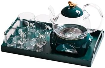 Water Pitcher Flower Tea Cup Set Fruit Flower teapot Set Glass Flower teapot Set Heat-Resistant Base Heating Water Jug by Unknown