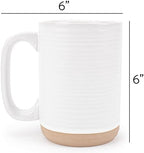 Elanze Designs Tall Ribbed Raw Clay Bottom White 16 ounce Ceramic Coffee Mugs Set of 4 - Image 5