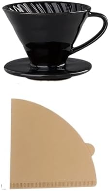 Pour Over Coffee Maker, Ceramic Filter Dripper With 100pcs Paper, Single Cup(Black 1-4 Cups) by Unknown
