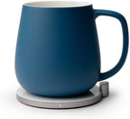 Ui+ Self-Heating Mug Set - Deep Navy | 18 fl oz / 532 mL Ceramic Coffee Mug Warmer, Infrared Temperature Control Heating Mug with OHOM Pad Max for Coffee & Tea by OHOM