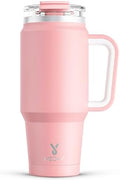Meoky 32 oz Tumbler with Handle, Insulated Tumbler with Lid and Straw, Stainless Steel Travel Mug, Keeps Cold for 24 Hours, 100% Leak Proof, Fits in Car Cup Holder (Blush) by MEOKY