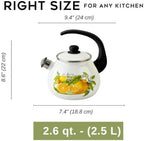 Enamel Kettle with Whistle 2.7 Qt (2.5 L) Stovetop Kettle with Ergonomic Handle, Enameled Steel Tea Pot for Stove Top, Vintage Kitchen Tea Kettle, Dishwasher and Induction Safe (Lemon) - Image 3
