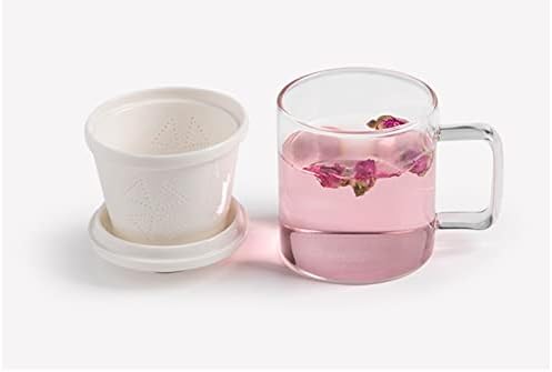 Coffee Cups Glass Tea Cup with Removable Infuser and Lid 9.5OZ Thickened Glass Tea Mug Clear Filtrating Teapot Tea Maker Tea Coffee Cup (Color : B) (A) - Image 5