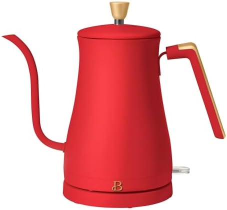 Electric Gooseneck Kettle 1 Liter 1200W Fast Boil with Precision Pour Spout, Stainless Steel Interior, Auto Shut-Off & 360° Swivel Base (Tomato Red) by Unknown