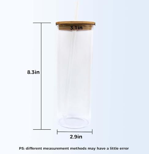 4 Pack 25 OZ Sublimation Glass Cups with Bamboo Lids & Straws - Image 2