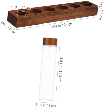Coffee Bean Storage Tubes with Wooden Stand, 6 Glass Jars - Image 2