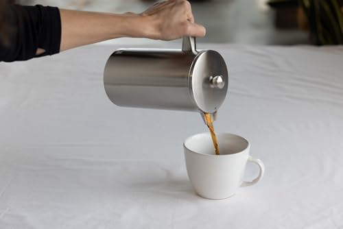 Service Ideas Double Wall Coffee French Press, 27oz, Stainless Steel - Image 3