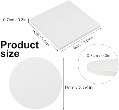 GNIEMCKIN 50 Pieces 4 Inch Round and Square Blank Ceramic Coasters, Unglazed Ceramic Tiles Coasters with Cork Backing Pads for Painting, DIY Crafts, White. - Image 2