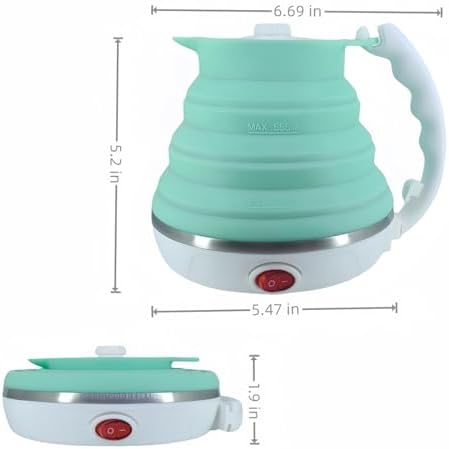 Travel Electric Kettle, Collpasible Portable Electric Kettle, Portable Tea Kettle + Paperless Travel Pour Over Coffee Maker, Collapsible Pour Over Coffee Dripper One Cup (Green) - Image 6