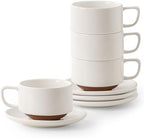 DOWAN 5oz Coffee Cup and Saucer Set of 4 and Pour Over Coffee Maker - Image 5