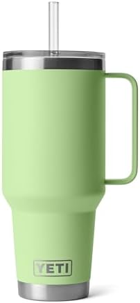YETI Rambler 42 oz Tumbler with Handle and Straw Lid, Travel Mug Water Tumbler, Vacuum Insulated Cup with Handle, Stainless Steel, Key Lime by YETI