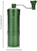Grinder Manual Burr Mill Hand Crank Coffee Maker Bean Grinder With External Adjustment And Consistent Grind Size Quiet Hand Suitable for camping, Array, Ocean Green, Seven-star Grinding Core - Image 3