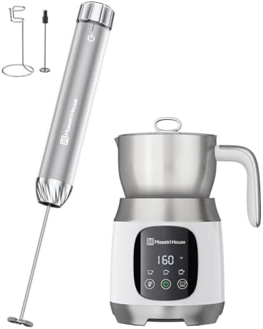 Maestri House Rechargeable Milk Frother with Stepless Speed Control, LunaFro Max Handheld Electric Foam Maker+DualFro 600 by MaestriHouse