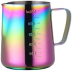 Milk Frother Cup Stainless Steel 350/550ml Espresso Coffee Pull Flower Milk Mugs Cup Stainless Steel Craft Latte Art Jug Pitcher Mug(550ml colorful) by Unknown