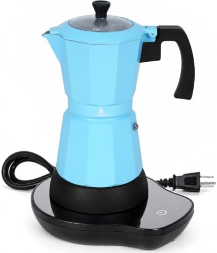 LAOION 6 or 3 Cup Electric Moka Pot, Cafeteras Electricas Modernas-Blue by LAOION