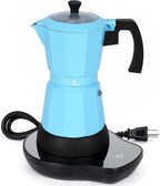 LAOION 6 or 3 Cup Electric Moka Pot, Cafeteras Electricas Modernas-Blue by LAOION