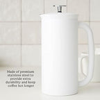 ESPRO - P7 French Press - Double Walled Stainless Steel Insulated Coffee and Tea Maker with Micro-Filter - Keep Drinks Hotter for Longer (Matte White, 18 Oz) Cleaning Powder - Image 6