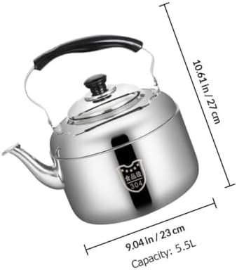 304 Stainless Steel Tea Kettle 6L Whistling Stovetop Kettle with Anti-Scalding Handle Large Diameter Spout Water Boiling for Gas Induction Electric Stoves Home Kitchen - Image 2