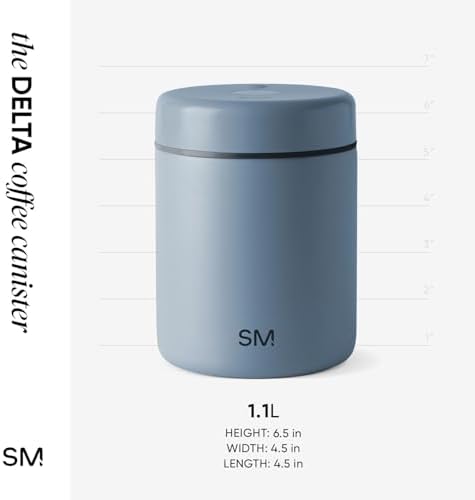 Simple Modern Delta Coffee Canister | Airtight Vacuum Seal with Auto-Reseal Technology | Ceramic Lined Stainless Steel Container for Coffee Grounds, Beans, Tea | 1.1L, Blue Dune - Image 5