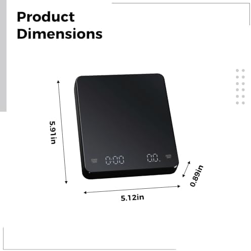 Espresso Scale with Timer, Rechargeable Mini Coffee Scale, 0.1 g Accuracy, Digital Scale for Pour Over, 5.9 x 5.1 x 0.89 in, 15 x 13 x 2.3 cm - Image 5