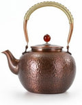 Copper Kettle Teapot With Strainer Hand Hammered Copper Tea Pot Stainless Mesh Infuser Tall Arched Handle Short Spout Lid suitable for tea lovers holiday gifting home serving by Unknown