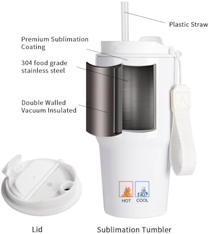 PYD Life 6 Pack Sublimation Coffee Tumblers 20 OZ with Lid and Straw - Image 3