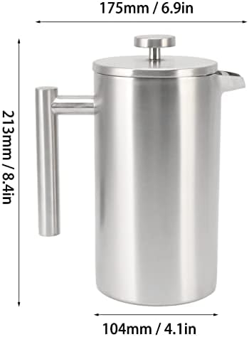 French Press Coffee Maker, Stainless Steel French Press Coffee Maker, Versatile Coffee Press Coffee Maker, Stainless Steel Insulated Coffee Press with Filter for Kitchen, 1L - Image 2