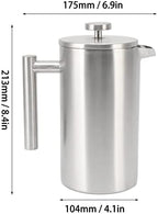 French Press Coffee Maker,304 Grade Stainless Steel Coffee Press,French Press Coffee Maker with Filter Double Wall Insulated Rust Proof Dishwasher Safe 1L - Image 2