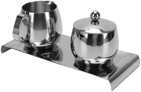 GOTOTOP Stainless Steel Milk Frothing Pitcher Set 300ml with Spout for Latte Art, Coffee Creamer Container, Sugar Bowl and Tray - Image 5