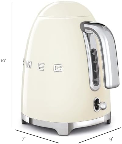 SMEG KLF03 Electric Kettle 1.7L (7 Cup), Retro Hot Water Boiler for Tea & Coffee, Fast Boiling, Auto Shut-Off, Soft Open Lid, 360° Swivel Base Countertop Kettle – Cream - Image 3