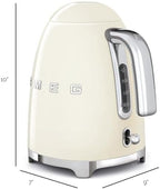 SMEG KLF03 Electric Kettle 1.7L (7 Cup), Retro Hot Water Boiler for Tea & Coffee, Fast Boiling, Auto Shut-Off, Soft Open Lid, 360° Swivel Base Countertop Kettle – Cream - Image 3