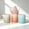 Stoneware Coffee Mugs Set of 4, 14oz Hand-Painted Coffee Cups with Handle by ALOFMO