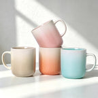 Stoneware Coffee Mugs Set of 4, 14oz Hand-Painted Coffee Cups with Handle by ALOFMO