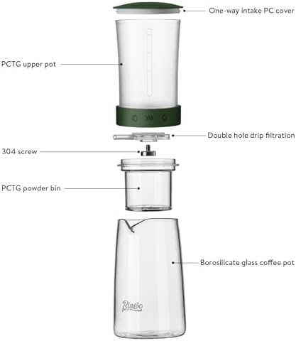 Bincoo Drip Cold Brew Coffee Maker,450ml High Borosilicate Glass Ice Drip Coffee Brewer,Adjustable Dual-Outlet Drip Speed, Constant Pressure Brewing - Image 5