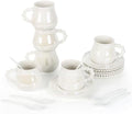 8oz Cappuccino Cups with Saucers and Spoons, Tea Cups Set of 6 by Ulable