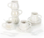 8oz Cappuccino Cups with Saucers and Spoons, Tea Cups Set of 6 by Ulable