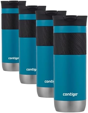 Contigo Byron 2.0 Stainless Steel Travel Mug with SNAPSEAL Lid and Grip Juniper, 20 oz (Pack of 4) by Contigo