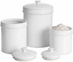 American Atelier Kitchen Ceramic Canister w/Lids Bianca Dash White, 3PC by American+Atelier