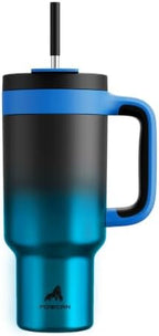POWCAN 40 oz Tumbler with Handle, 2-in-1 Straw and Sip Lid, Leakproof, Dishwasher Safe, Insulated Stainless Steel Travel Coffee Mug, Keeps Cold for 34 Hours, Fits in Car Cup Holder (Mariner) by POWCAN