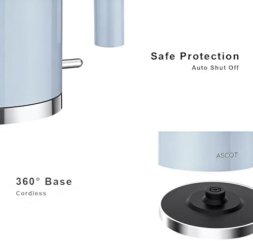 ASCOT Electric Kettle, 1.5L Stainless Steel Interior, 1500W, Light Blue - Image 3