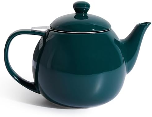 Sweese Teapots for Tea, 27 oz Porcelain Tea pot with Removable Stainless Steel Infuser, Tea Pots for Loose Tea - Dark Green by Sweese