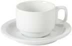 Gibson Home Gracious Dining 7-Ounce Cappuccino Cups Set of 4, Stackable Coffee Cups with 4 Saucers, Metal Stand, Coffee Mugs for Latte, Café, Mocha, Tea - Image 6