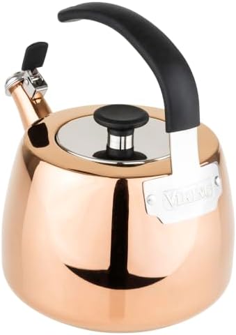 Viking 2.6 Qt Stainless Steel Whistling Stovetop Tea Kettle, Rose Gold - Image 3